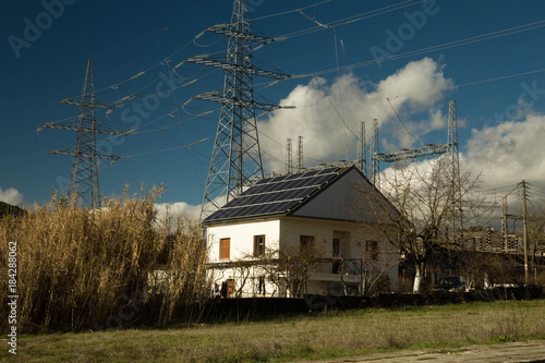 electricity solar panels photovoltaic energy house roof pylons