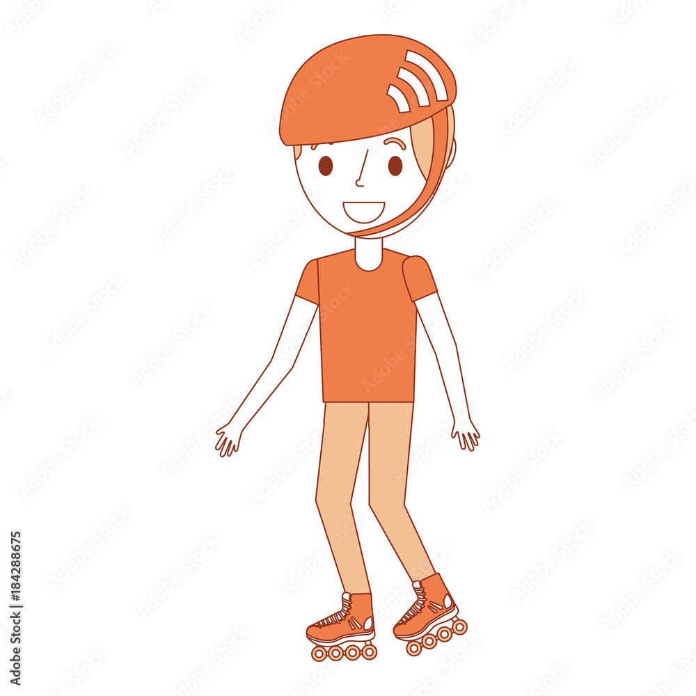 portrait young smiling boy with sport helmet vector illustration