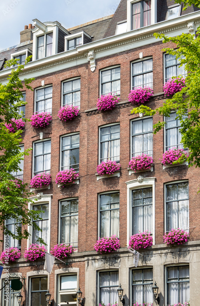 Fototapeta premium Traditional old buildings in Amsterdam