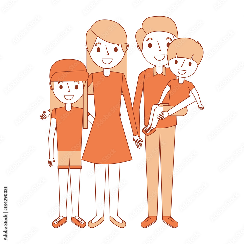 happy family standing together parents and childs vector illustration happy family standing together parents and childs vector illustration