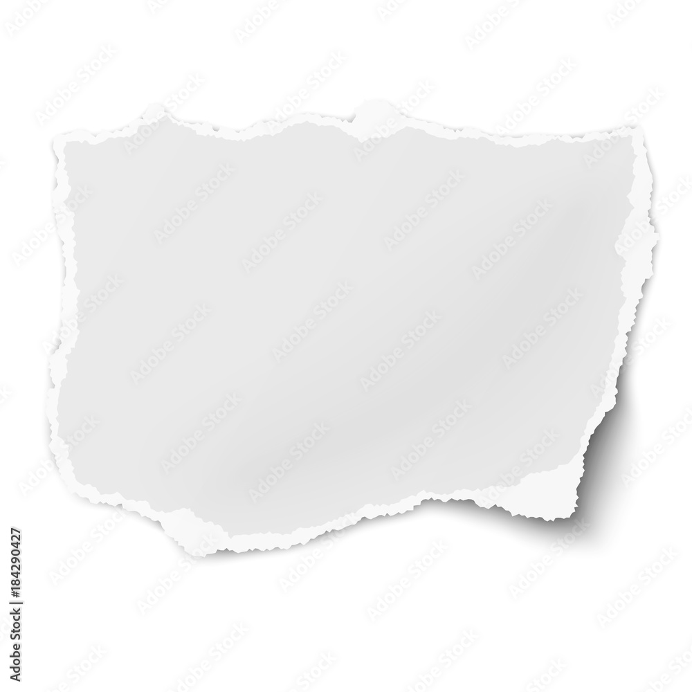 Vector tattered paper tear with soft shadow isolated on white background Vector tattered paper tear with soft shadow isolated on white background