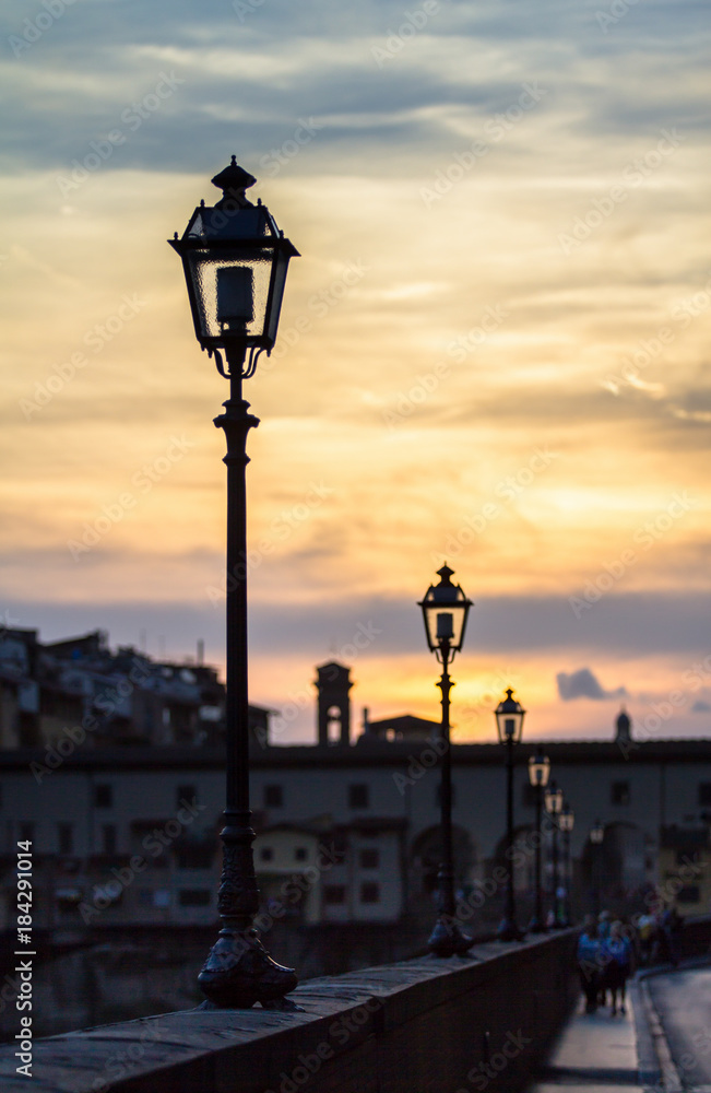 Urban sunset in Florence, Tuscany, Italy
