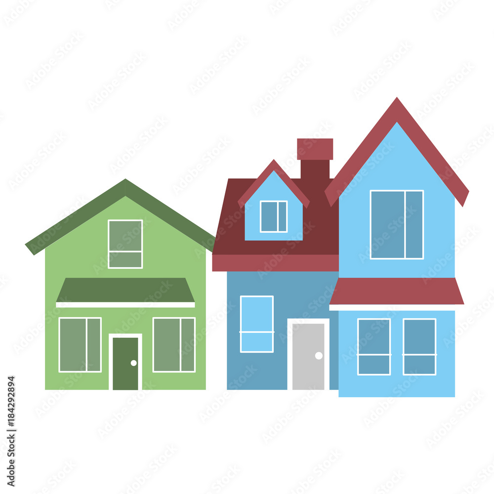 two storey houses with chimney architecture residential vector illustration two storey houses with chimney architecture residential vector illustration