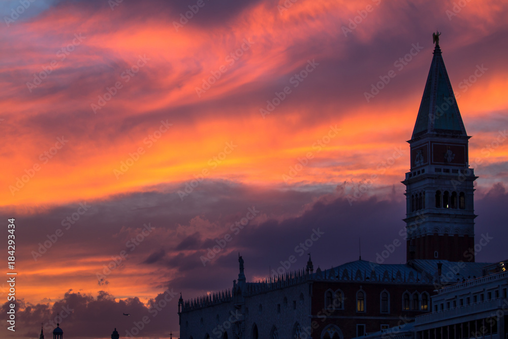 St Mark's Campanile at sunset, Venice