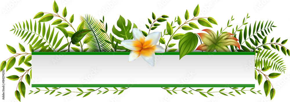 Sign with text space of Tropical Leaves