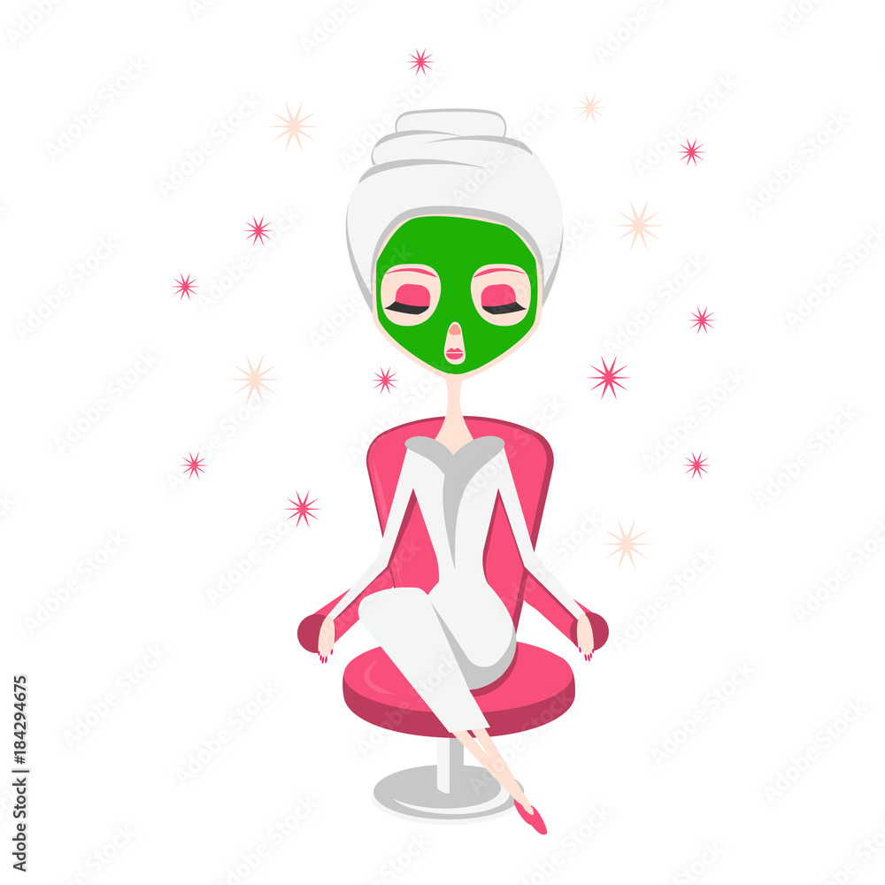 The client woman in the professional spa beauty salon makes the procedure. Rejuvenating face mask. The client woman in the professional spa beauty salon makes the procedure. Rejuvenating face mask.