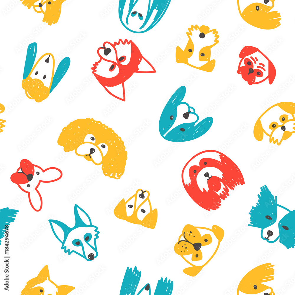 Vector seamless pattern with dogs Vector seamless pattern with dogs