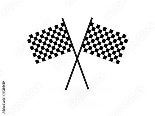  3D illustration of checked flags