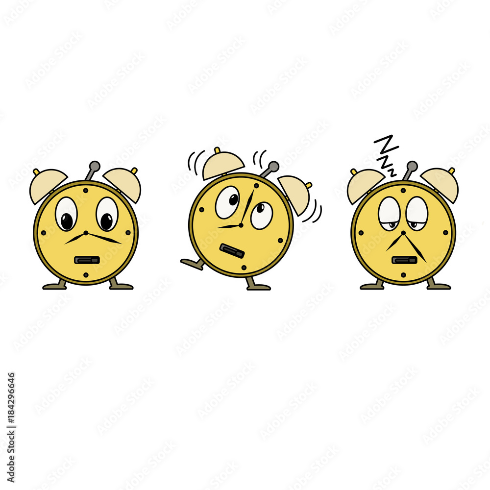 set of cartoon clock alarm clock set of cartoon clock alarm clock