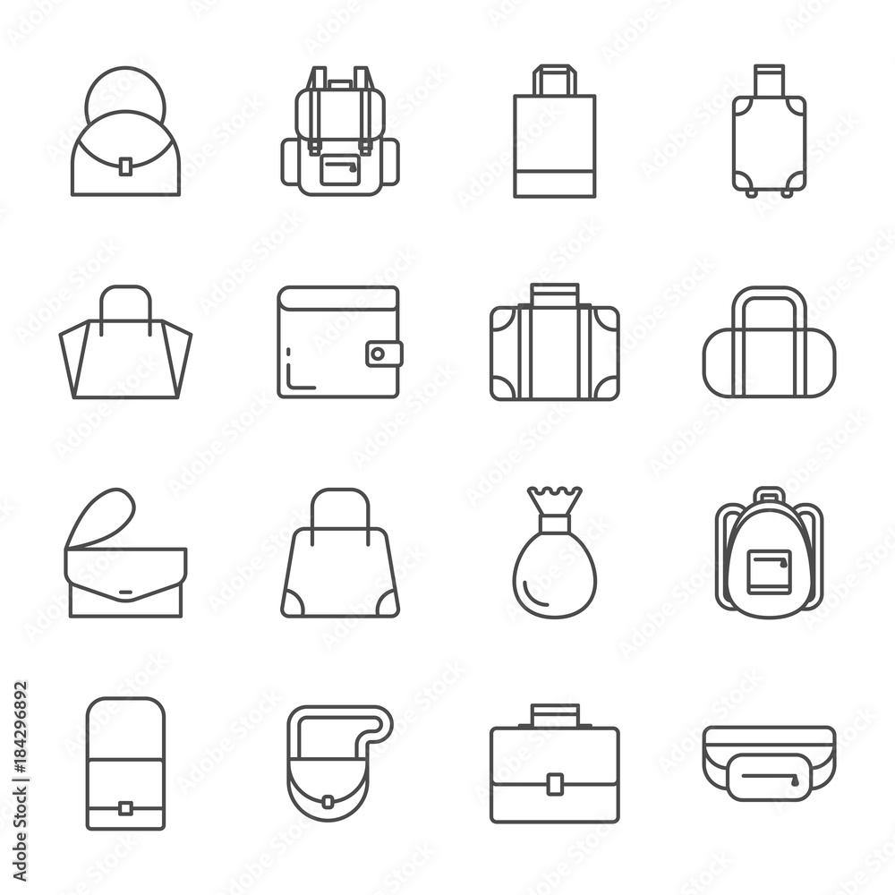 Bags set of vector icons Bags set of vector icons