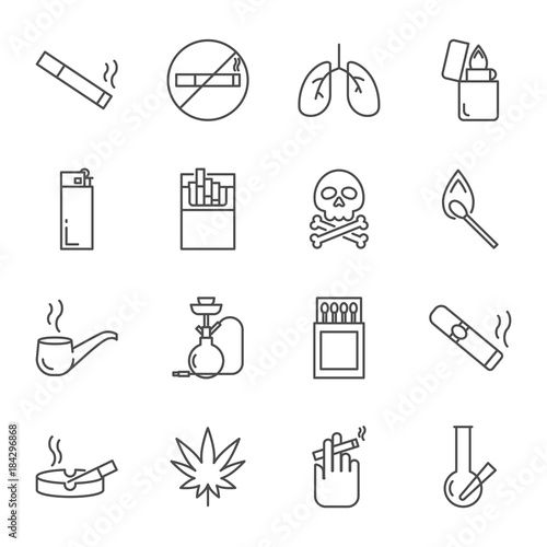Smoking set of vector icons