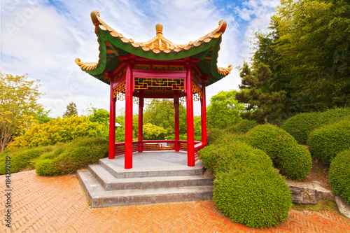 Chinese Pagoda, Hamilton Gardens, Hamilton, Waikato, New Zealand.