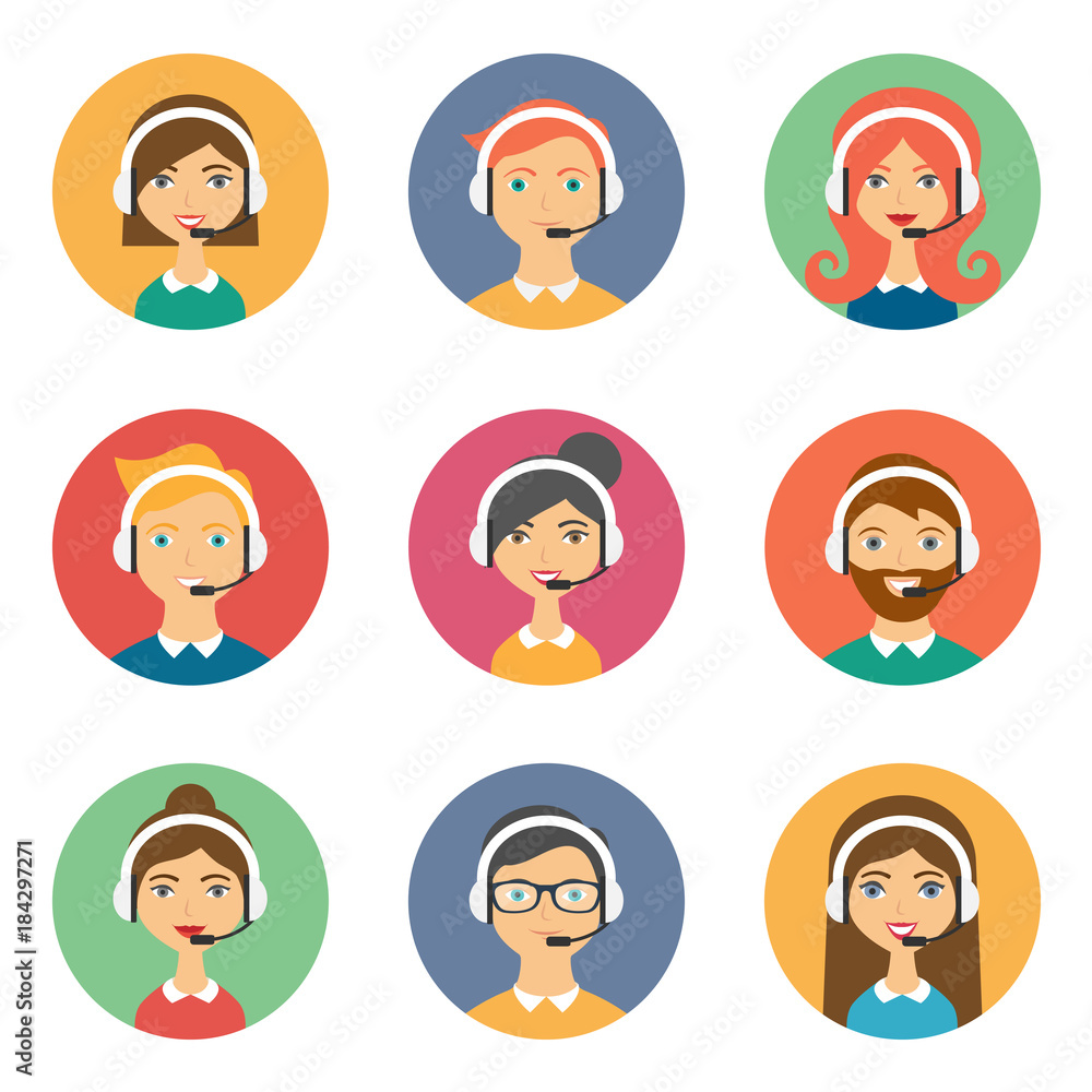 Support avatars flat style Support avatars flat style