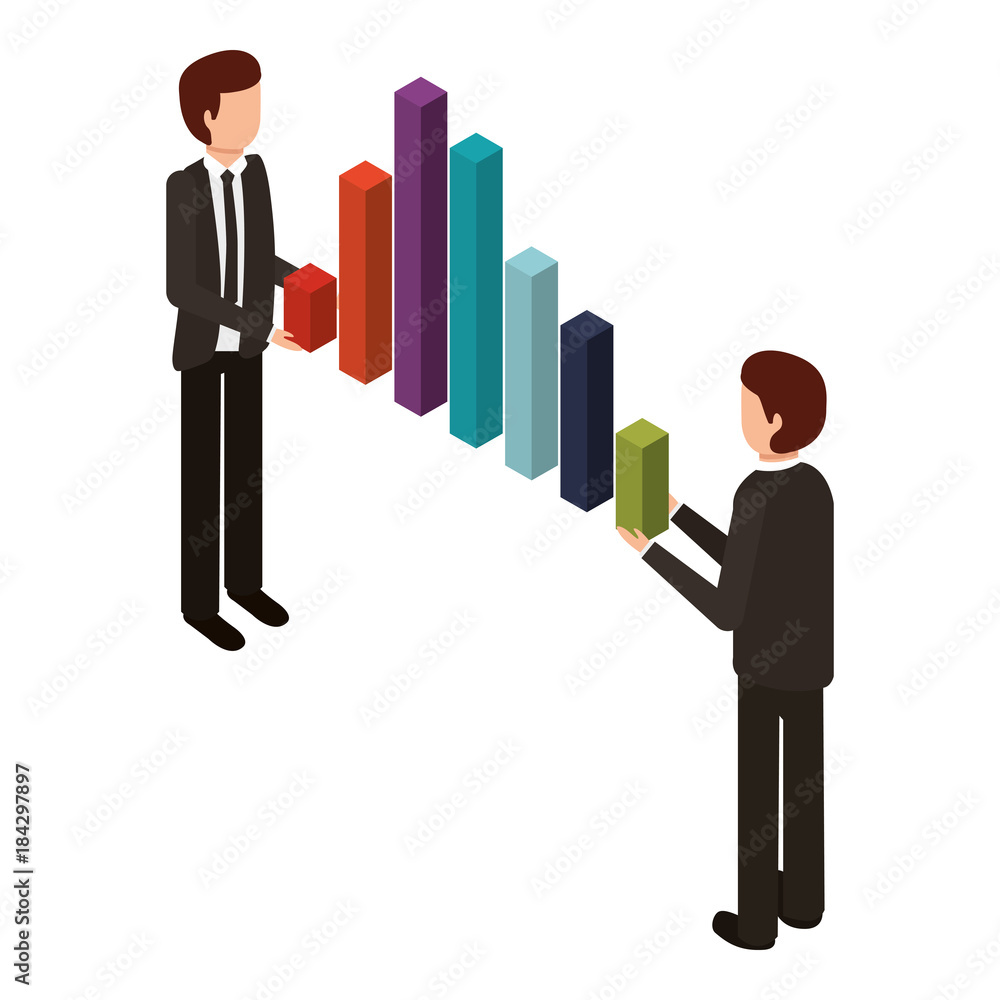 businessman holding graph bars financial business isometric vector illustration businessman holding graph bars financial business isometric vector illustration