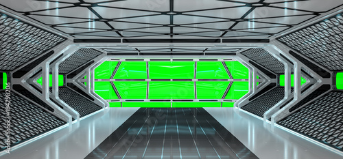 Fototapeta Naklejka Na Ścianę i Meble -  Spaceship bright interior with 3D rendering