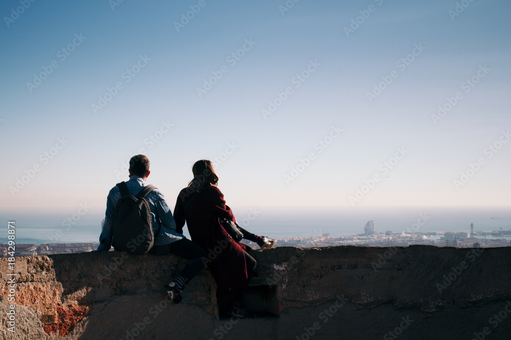 Couple looking at the cityscape