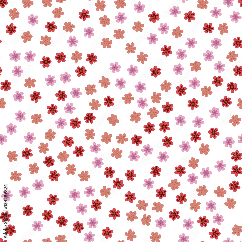 seamless pattern of colored flowers on a white background. seamless pattern of colored flowers on a white background.