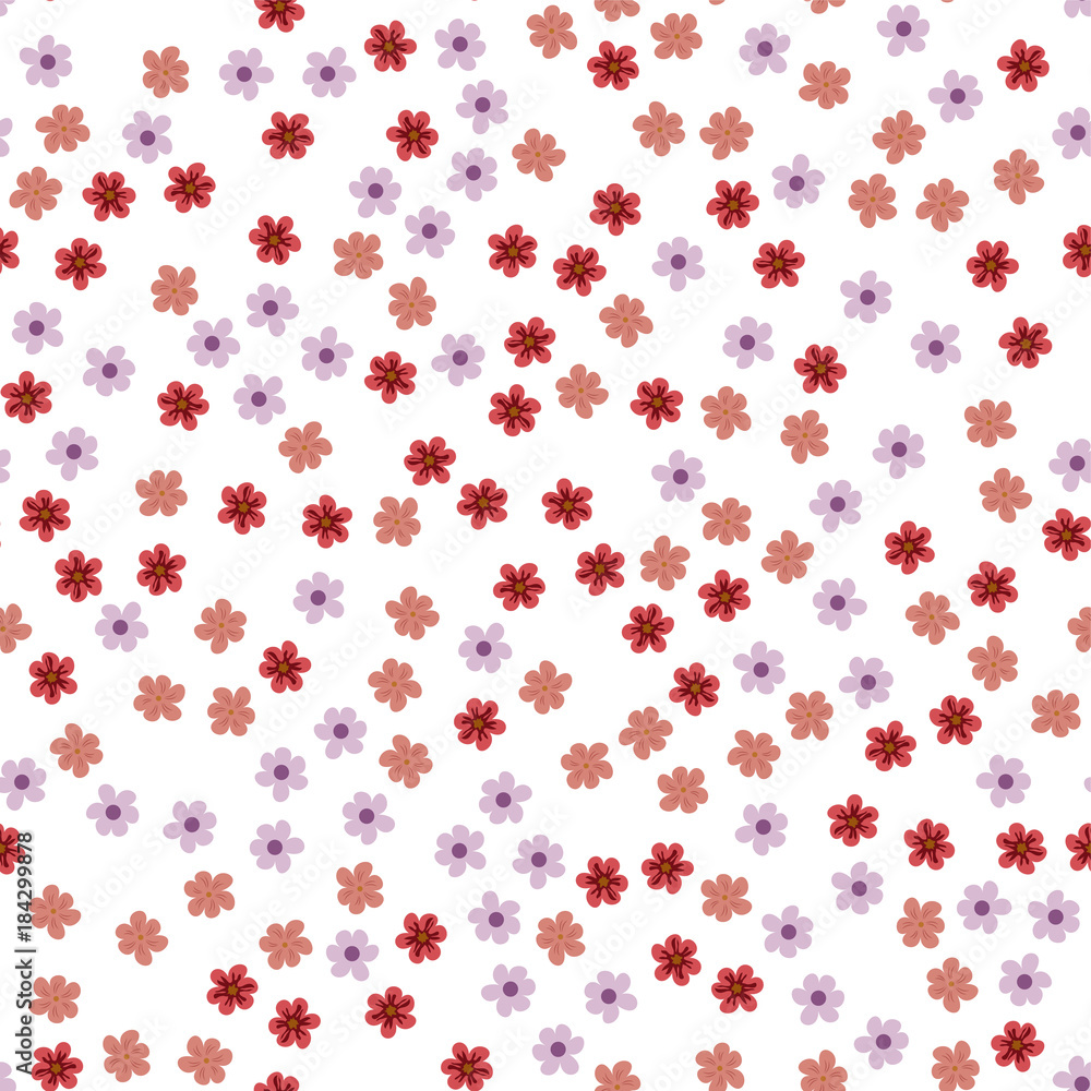 seamless pattern of colored flowers on a white background. seamless pattern of colored flowers on a white background.