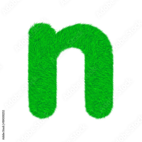 Letter of green fresh grass isolated on a white background