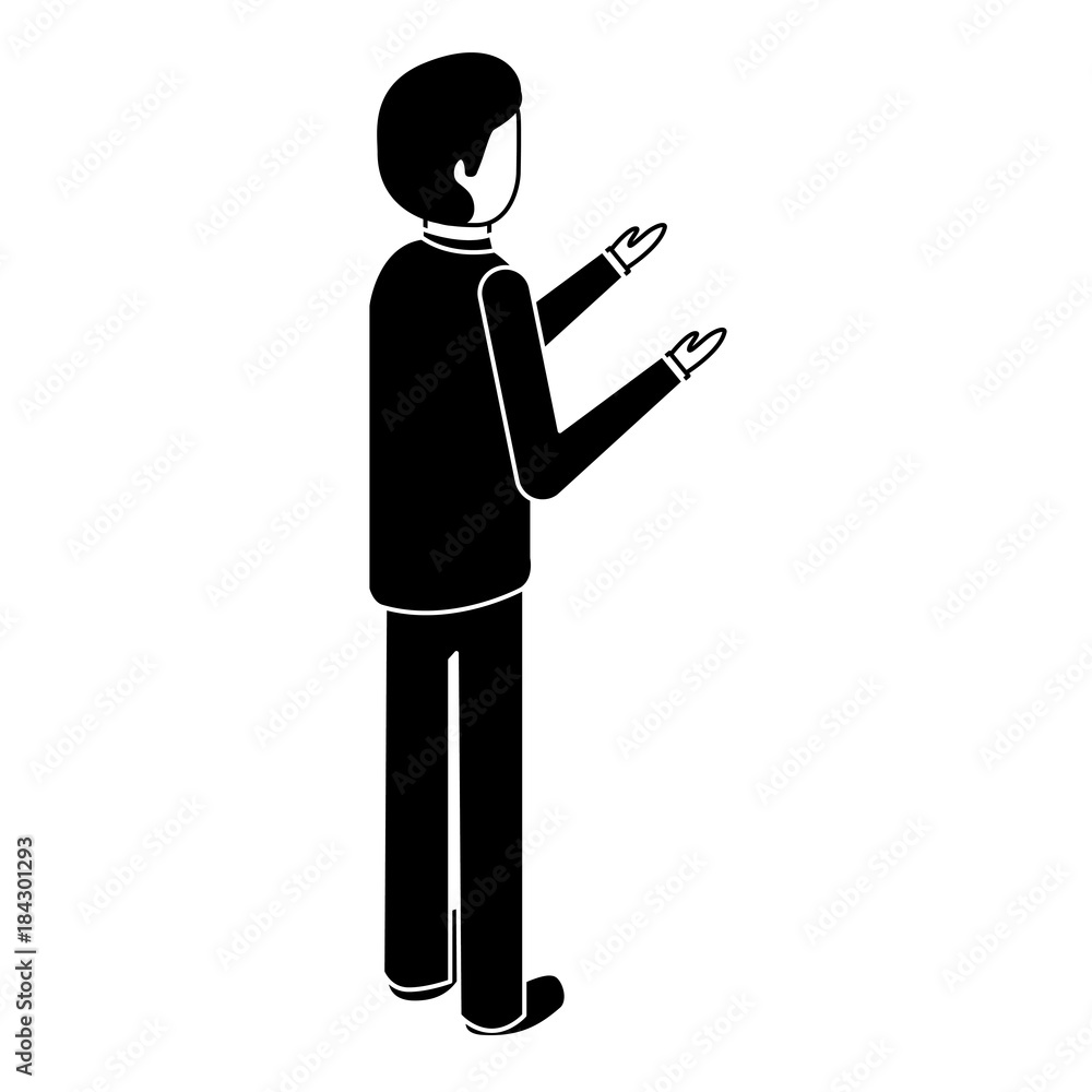 businessman stand back view character isometric vector illustration black image businessman stand back view character isometric vector illustration black image