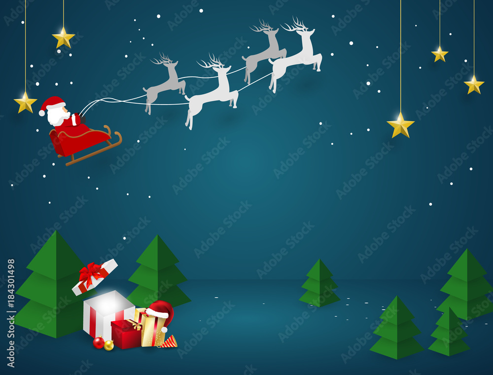 Merry Christmas and Happy New Year background. Santa Claus on the sky coming Vector. Merry Christmas and Happy New Year background. Santa Claus on the sky coming Vector.