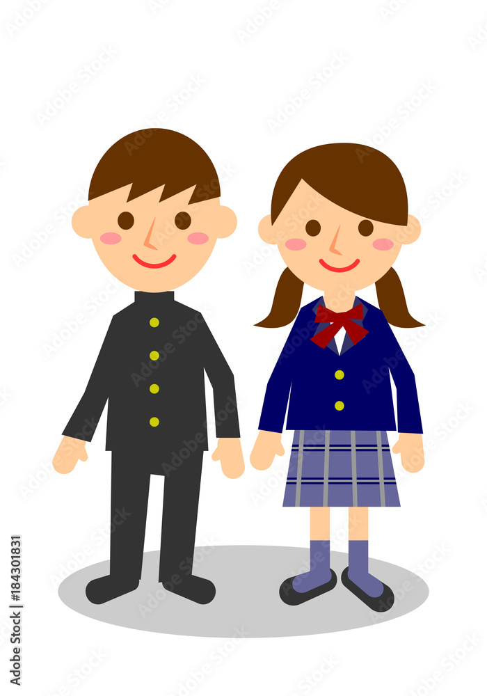 学生　全身　笑顔