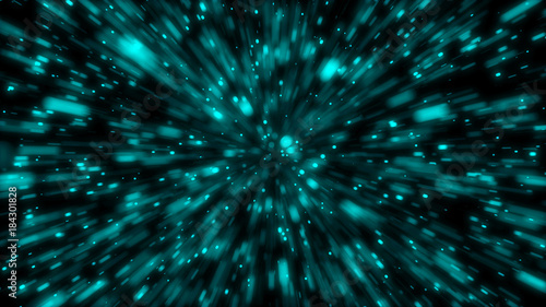 Particle or space traveling. Particle zoom background. 3d rendering © turbomotion046