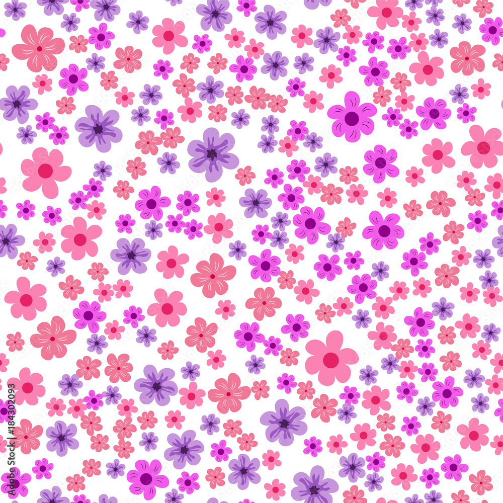 abstract seamless pattern of flowers on a white background. For prints, cards, invitations, birthday, holidays, party, celebration, wedding, Valentine's day.