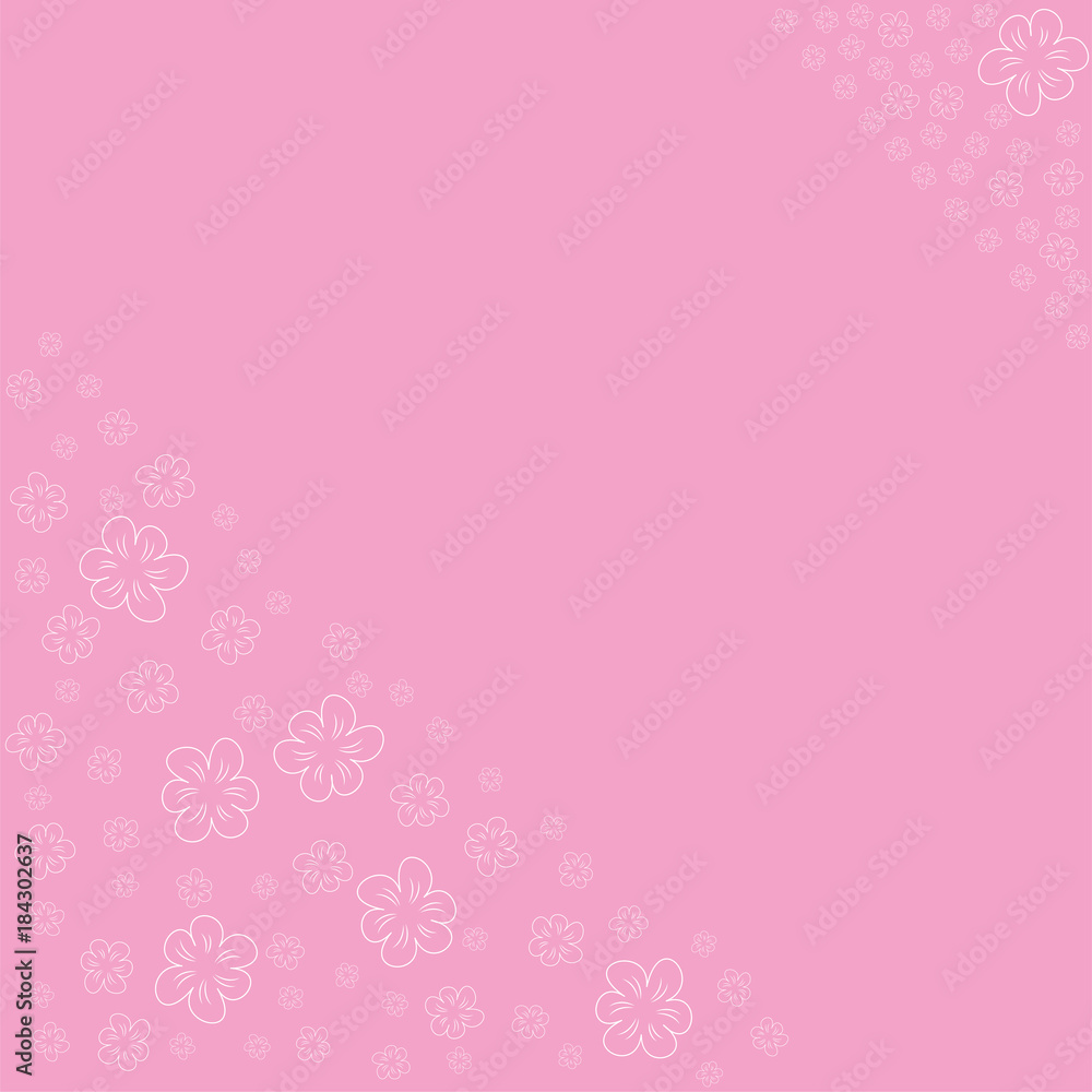 floral frame on a pink background prints, greeting cards, invitations for holiday, birthday, wedding, Valentine's day, party