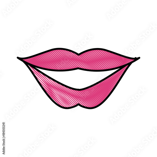 grated fashion mouth with lipstick makeup in the lips