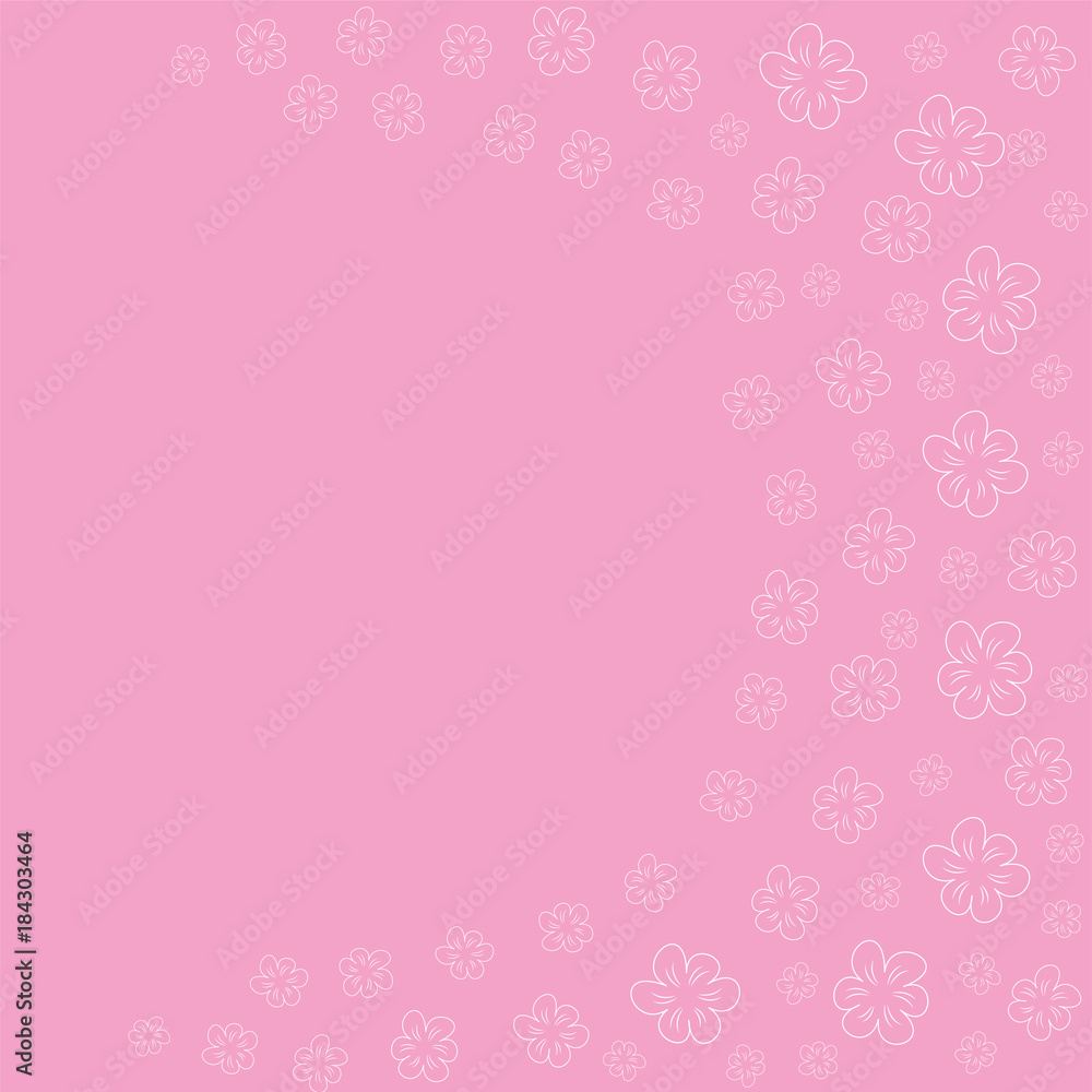 floral frame on a pink background prints, greeting cards, invitations for holiday, birthday, wedding, Valentine's day, party