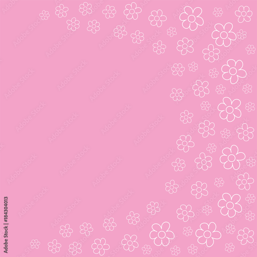 abstract floral frame on a pink background. For prints, greeting cards, invitations, wedding, birthday, party, Valentine's day.