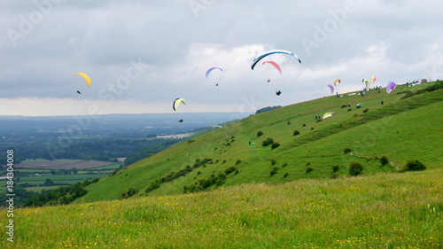 Paragliders on the South Downs