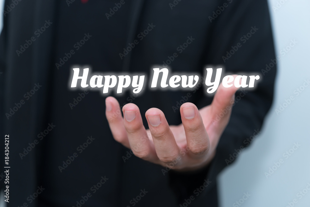 Asian businessman show hand to 2018,Happy new year Asian businessman show hand to 2018,Happy new year
