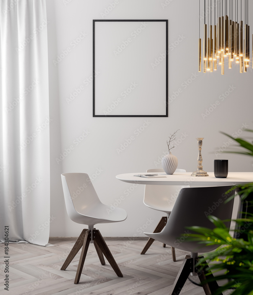 Fototapeta premium Mockup Poster in the interior, 3D illustration of a modern design