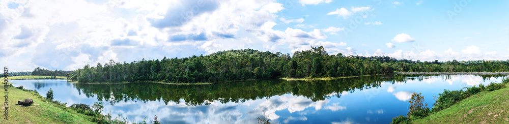 View of mountain and river on most cloud HDR style,Khao yai at nakhonratchasima,Travel at thailand