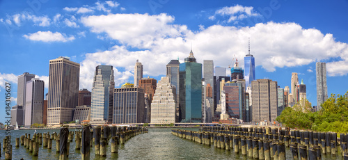 Lower Manhattan skyline panorama view from Brooklyn, New York