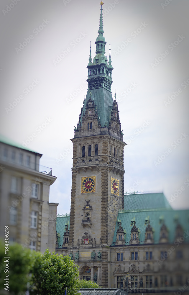 Hamburg Rathaus in Deutschland Europa mit Vignette