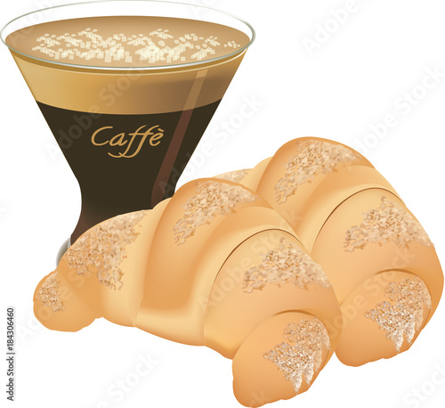 tazzina di caffè  con croissant