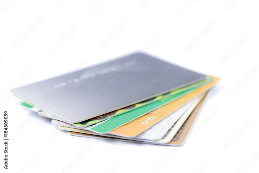 Stack of colorful Credit cards on white background or isolated Stack of colorful Credit cards on white background or isolated