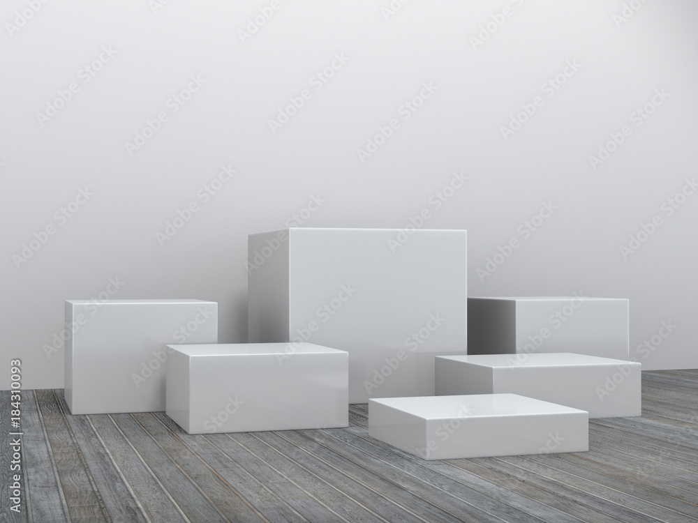 Pedestal for display,Platform for design,Blank product stand with empty room.3D rendering. Pedestal for display,Platform for design,Blank product stand with empty room.3D rendering.