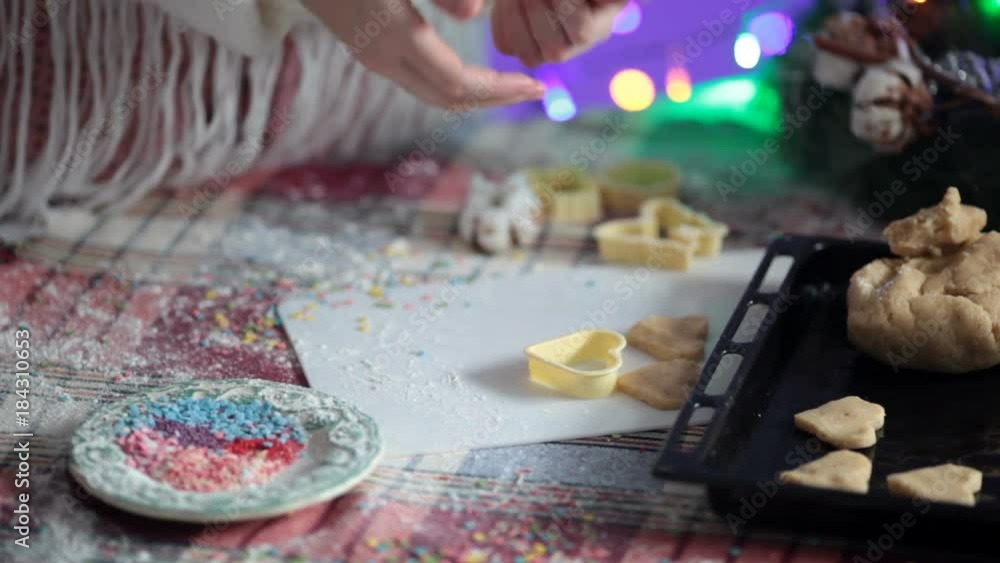The girl prepares home dough cookies The girl prepares home dough cookies
