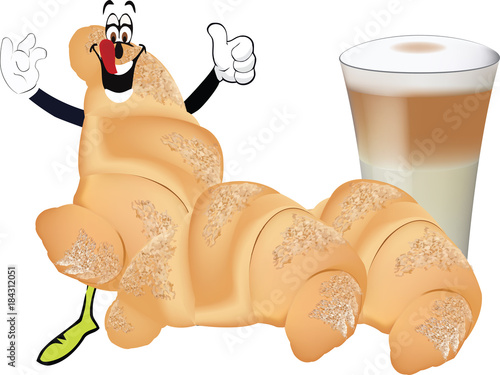 tazzina di caffè  con croissant