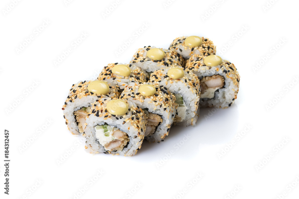 Sushi Roll set on isolated on white background. Sushi food. Sushi Roll set on isolated on white background. Sushi food.