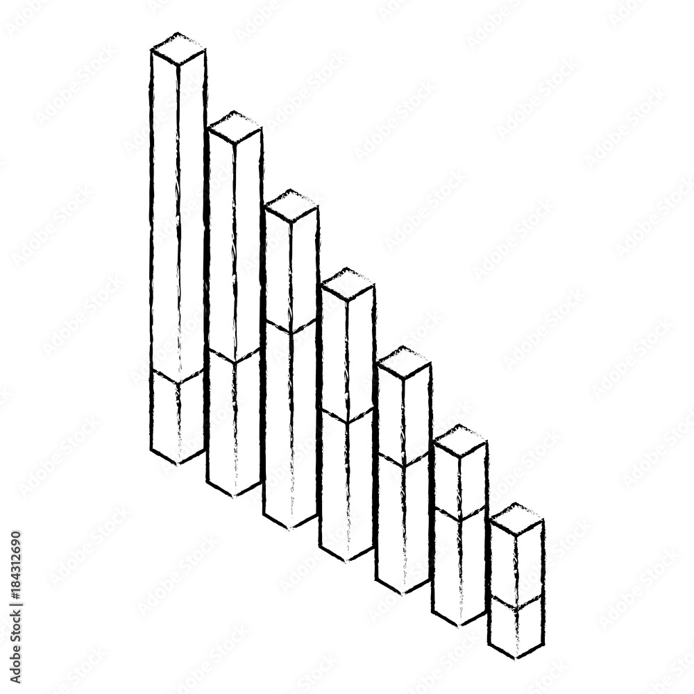 bars statistics isometric financial graph vector illustration sketck ...
