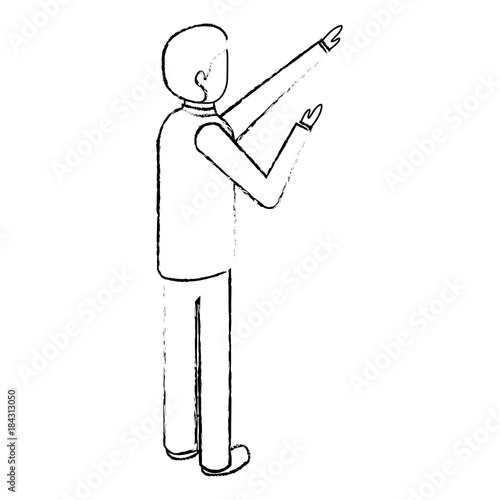 businessman back view standing isometric vector illustration sketck photo