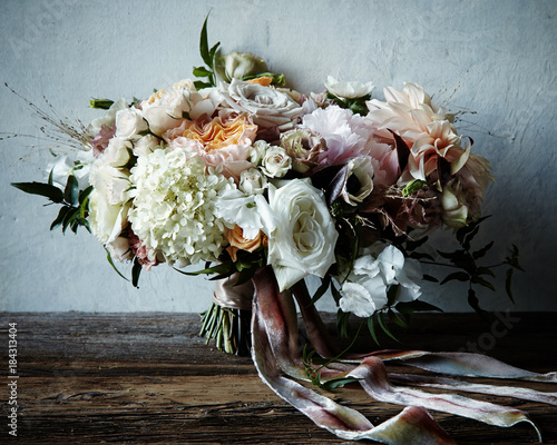 flower bouquet with ribbon photo