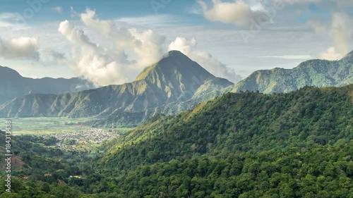 Timelapse Pergasing Hill at Sembalun Village at the Lombok island, Indonesia photo