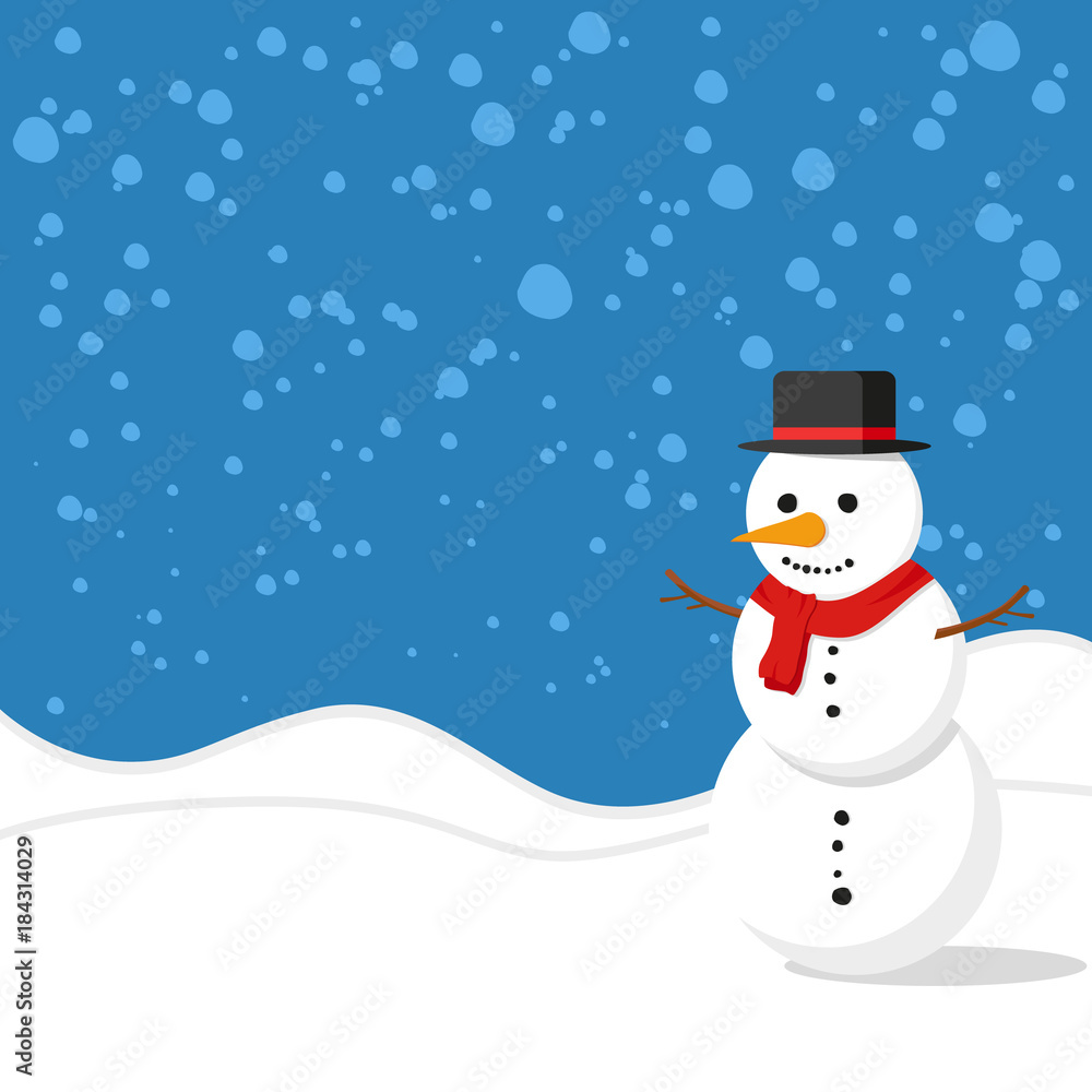 Christmas background. Snowman in snow. Winter. Vector illustration Christmas background. Snowman in snow. Winter. Vector illustration