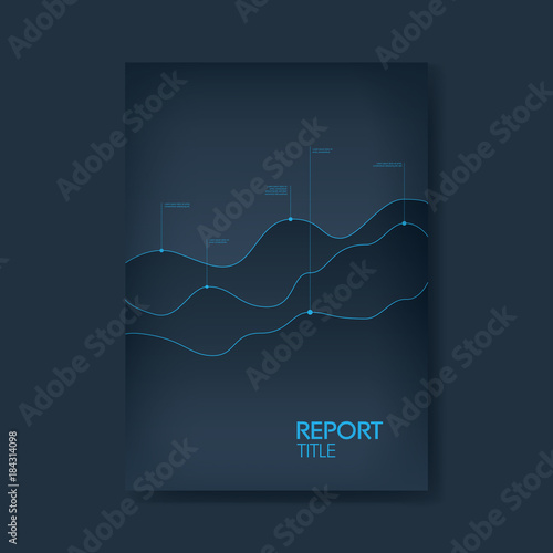 Business report cover template with dark background and modern line graph.